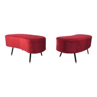 Mid-Century Style Kidney Shaped Ottoman or Stool