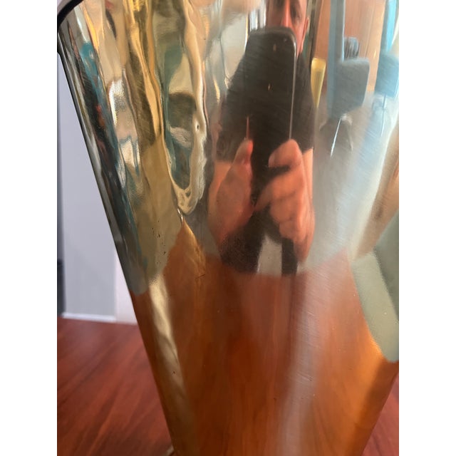 Rare Pair Solid Brass Cone Cylinder v Shaped Table Lamps – Mid Century Modern 1970s New Shades Set of 2 For Sale - Image 11 of 11
