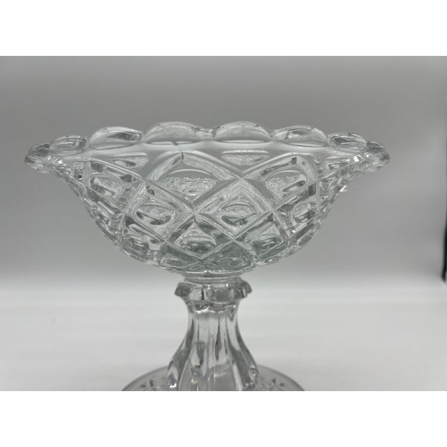 American Antique Pressed Flint Glass Compote, "Diamond Thumbprint", Circa 1850's For Sale - Image 3 of 12