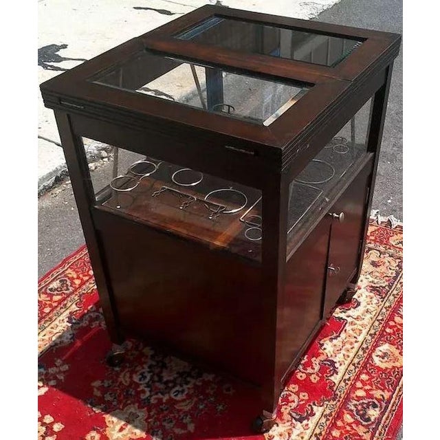 Vintage Bar Cart With Pop Up Center and Beveled Glass Chairish