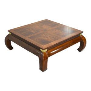 Mid Century Chinoiserie Ming Burl Wood Coffee Table