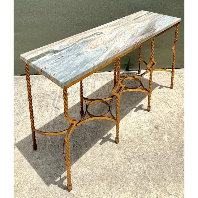 Vintage Twisted Iron and Marble Console Table For Sale In West Palm - Image 6 of 18