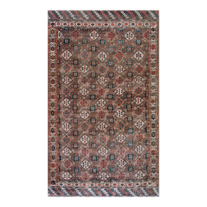 Special Auburn Brown Ground Color With Multicolor Diamond Pattern Geometric Design Antique Central Asian Chodor Turkmen Rug