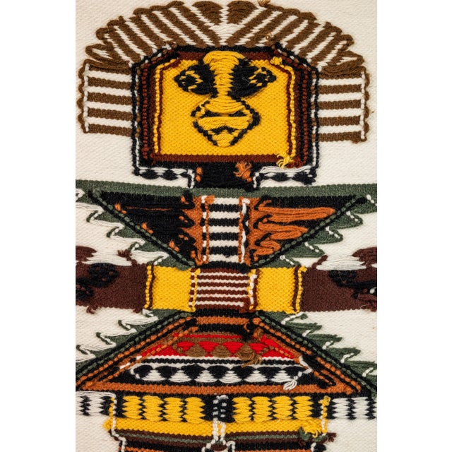 Meso-American Aztec Hand-Woven Tapestry Folk Art / Wall Art, Mexico, C. 1970's For Sale - Image 10 of 10