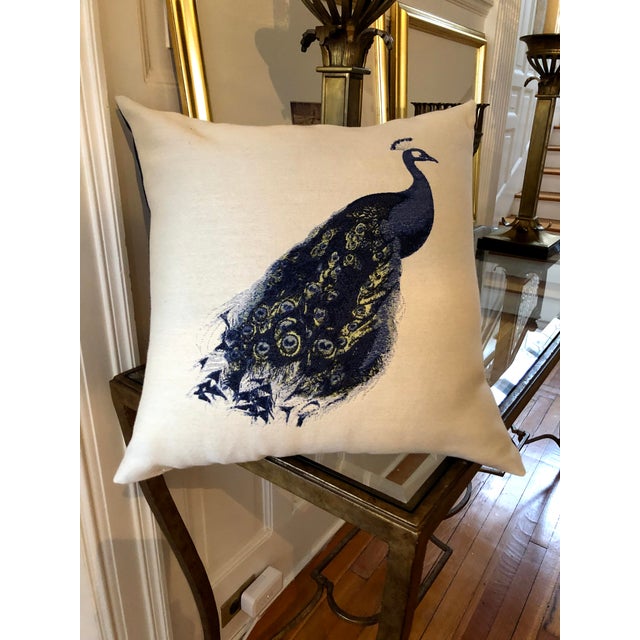 Contemporary Country Pillow by Pierre D’Argent: The Peacock For Sale - Image 3 of 4