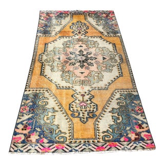1960s Vintage Turkish Oushak Wool Rug - 3′6″ × 6′10″ For Sale