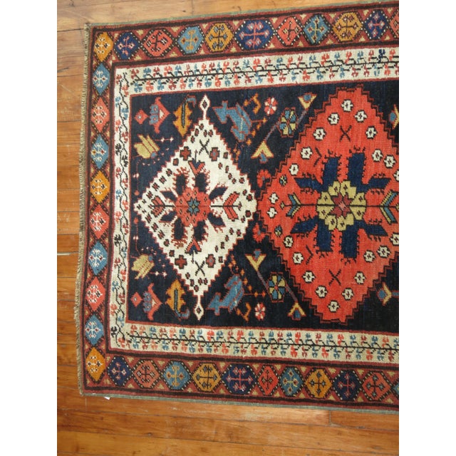 Contemporary 1920s Colorful Persian Kurd Tribal Geometric Runner For Sale - Image 3 of 6