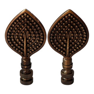 Antiqued Brass Lamp Finials - a Pair For Sale