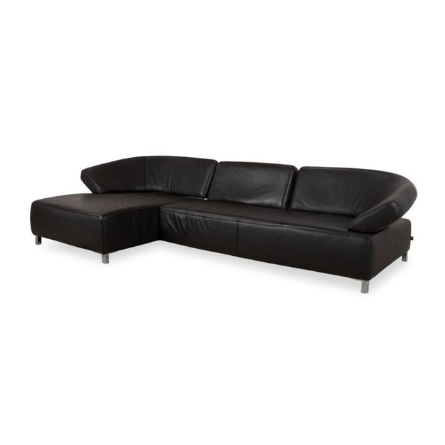 Butterfly Leather Corner Sofa in Black with Manual Function by Ewald Schillig For Sale - Image 3 of 18