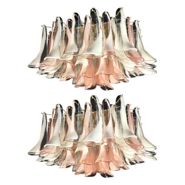 Italian Murano Petal Chandeliers, 1990s, Set of 2 For Sale