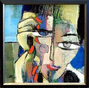 Helen Zarin "Visage X91"Oil Canvas Framed Hand Signed