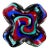 Murano Vintage Red Black Blue Aqua Swirl Design Italian Art Glass Flower Shaped Ashtray Bowl For Sale