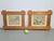 Set of Brutalist Oak Frames, Old Chinese Hand-Painted Japandi Set of Brutalist Oak Frames: Rose and Butterfly, Old Chinese...