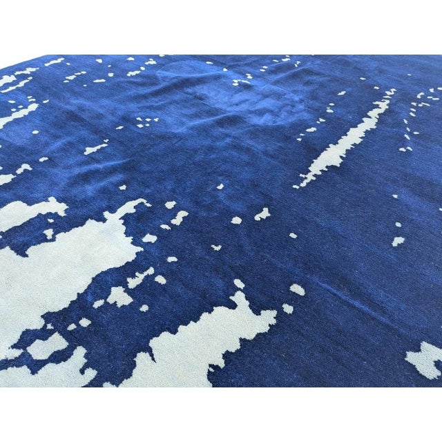 Vintage Blue Rug in Wool For Sale - Image 9 of 17