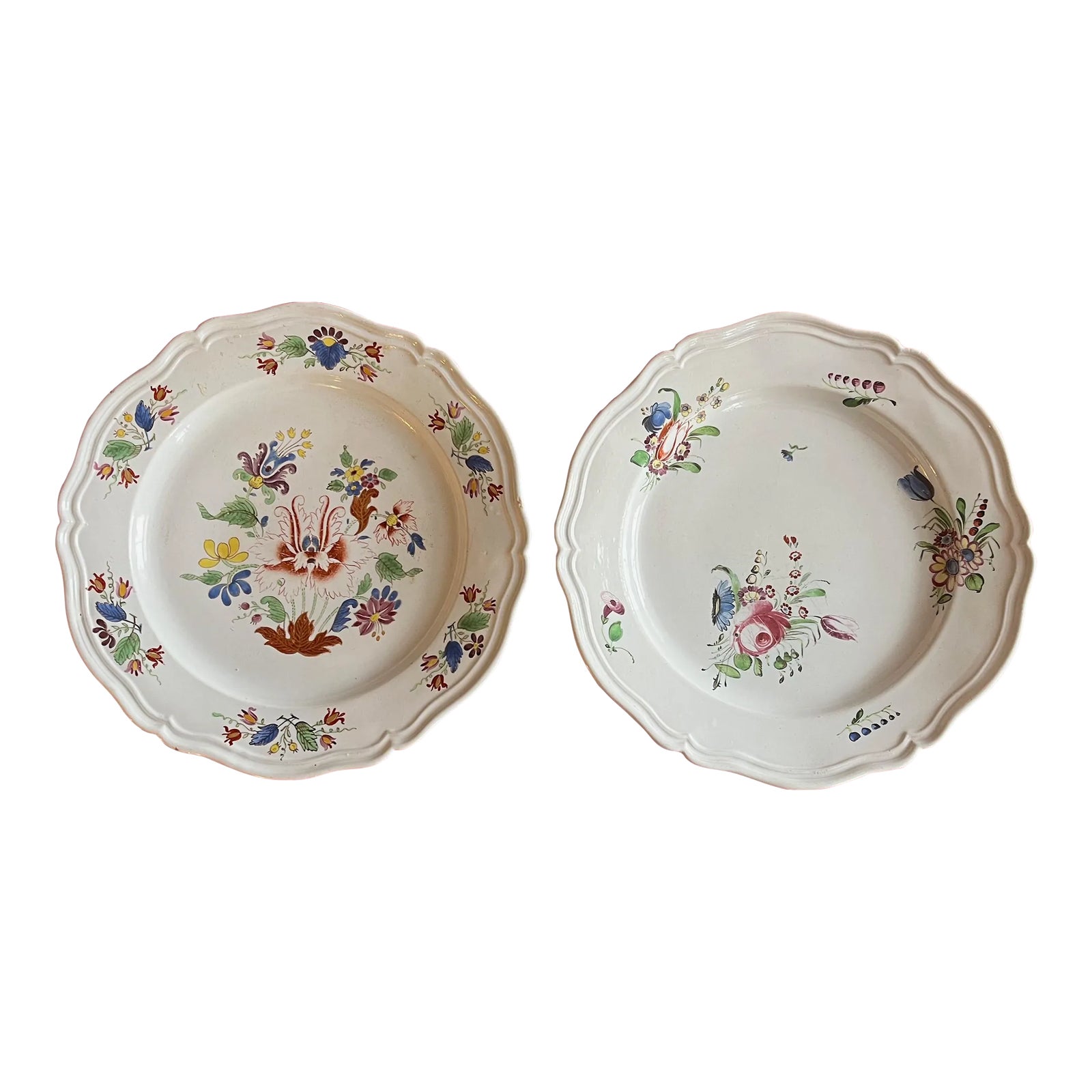 Antique 18th Century French Rococo Tin Glaze Faience Plates - a Set of ...