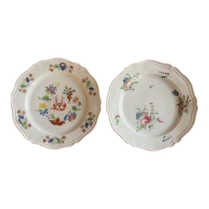 Antique 18th Century French Rococo Tin Glaze Faience Plates - a Set of 2