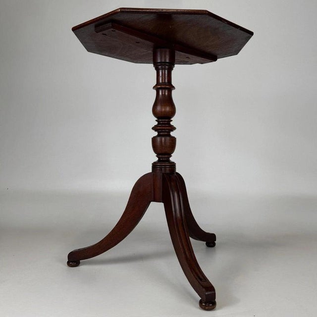 19th Century Antique English Octagonal Mahogany Tripod Side Table For Sale - Image 4 of 8