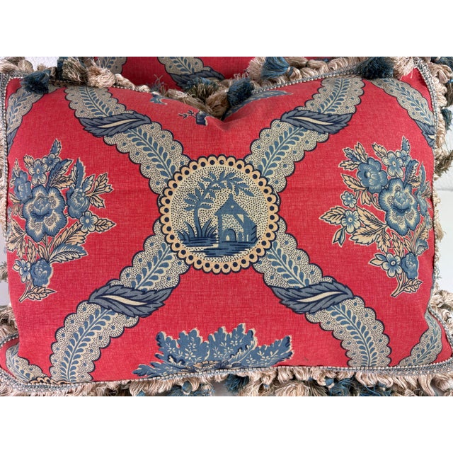 Textile Vintage Brunschwig & Fils French Country Cotton Print Pillows/Pair For Sale - Image 7 of 10