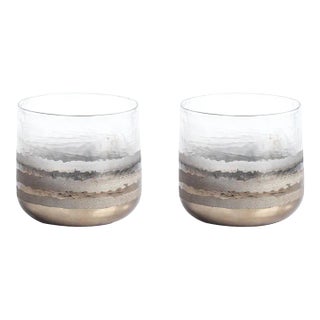 Lucia Smoky Glass Hurricanes, Set of 2 For Sale