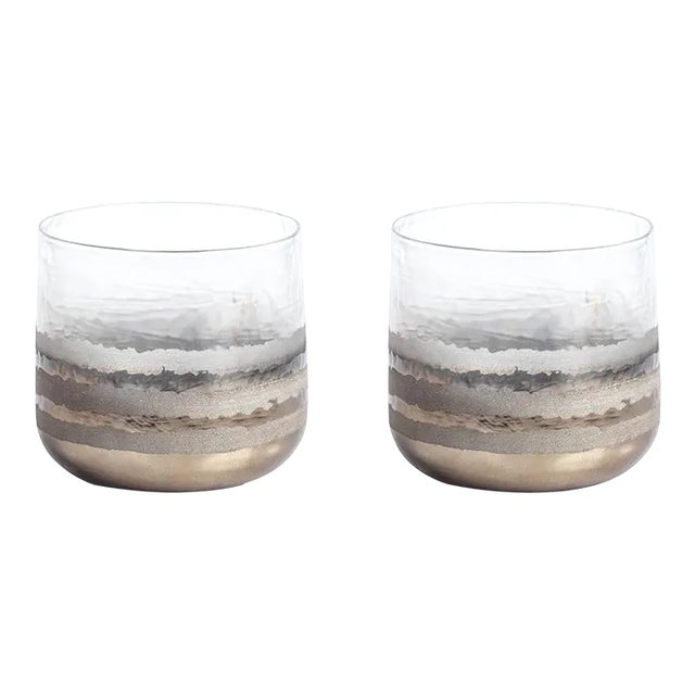 Lucia Smoky Glass Hurricanes, Set of 2 For Sale