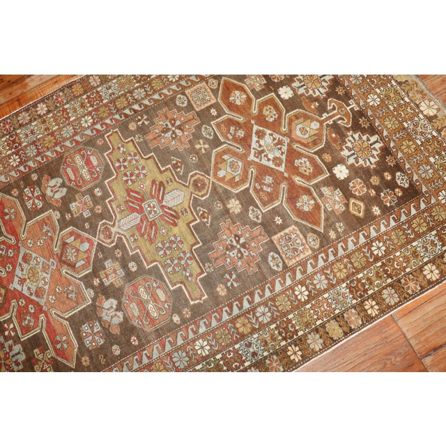 Early 20th Century Zabihi Collection Caucasian Brown Decorative Accent Size Rug - 3'11" x 6'1" For Sale In New York - Image 6 of 9