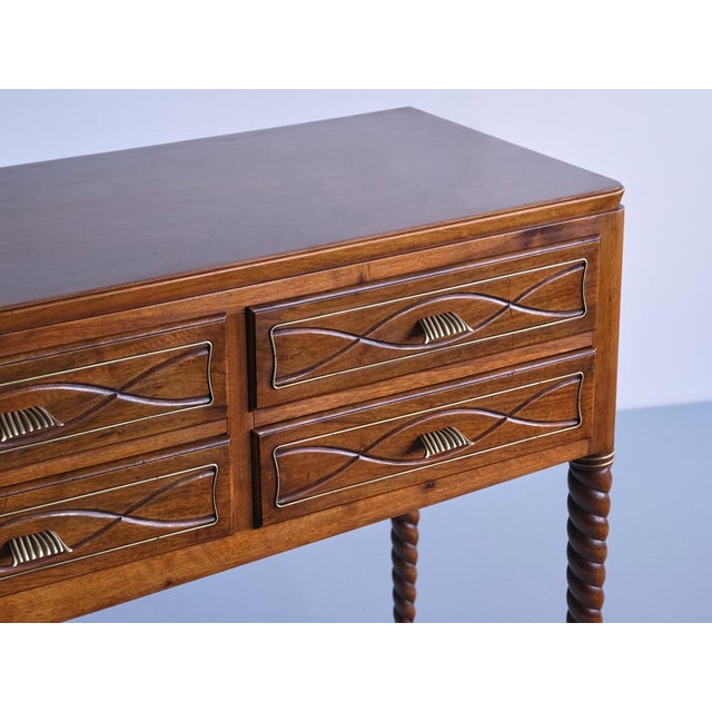 Vintage Sideboard in Walnut and Brass by Paolo Buffa, 1940s For Sale - Image 6 of 16