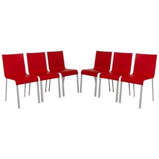 Vintage Plastic Chairs in Red by Maarten Van Severen for Vitra, Set of 6 For Sale