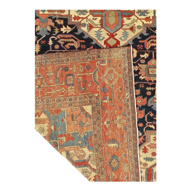 Mid 18th Century Persian Hand Knotted Antique Serapi Rug For Sale - Image 4 of 13