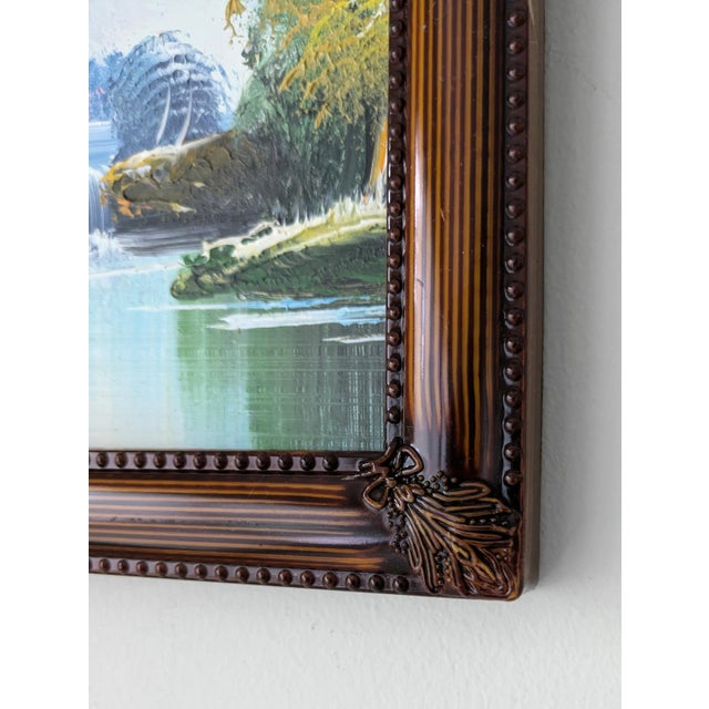 Mid-Century Modern Framed Mid Century Oil Painting Waterfall Scene For Sale - Image 3 of 8