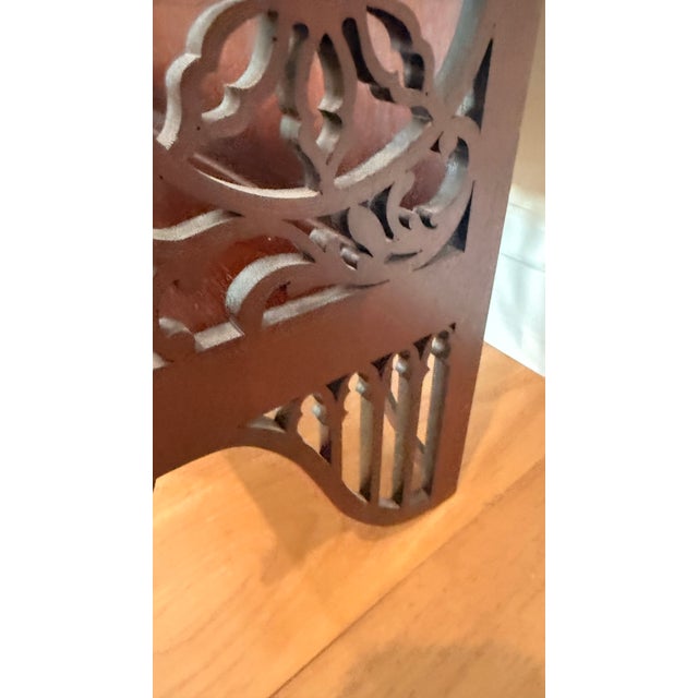 Brown Late 20th Century Gothic Chippendale Style Mahogany Wall Etagere With Pierced Fretwork For Sale - Image 8 of 8