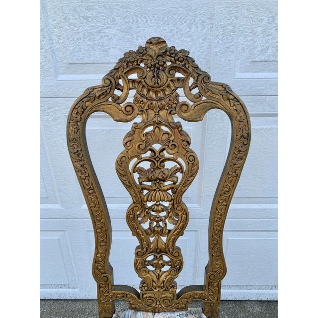 Late 19th Century 19th Century Antique Venetian Carved Gold Giltwood Throne Chairs, Pair For Sale - Image 5 of 13