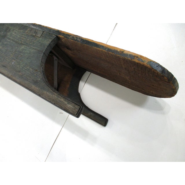 Green Folk Art Antique Snow, Ice Toboggan Sled For Sale - Image 8 of 18
