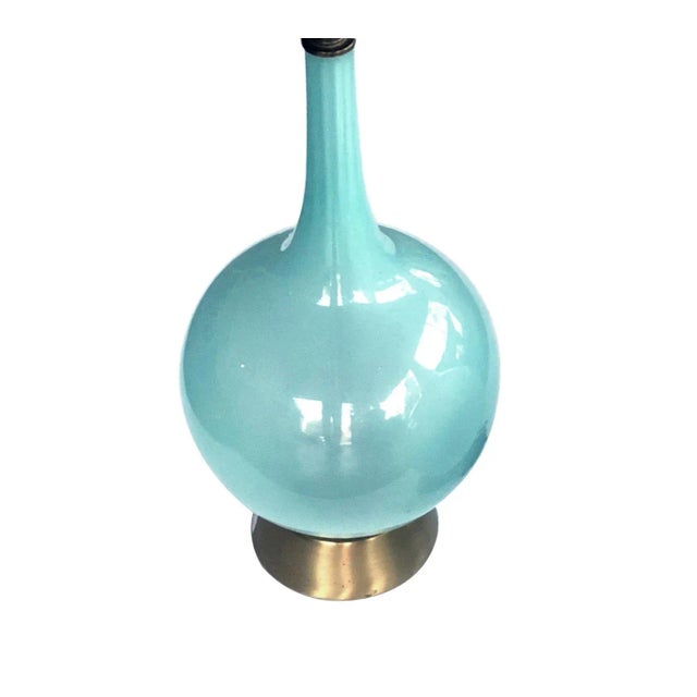 Mid-Century Modern 1960's Translucent Murano Style Pale-Blue Bottle-Form Lamp For Sale - Image 3 of 6