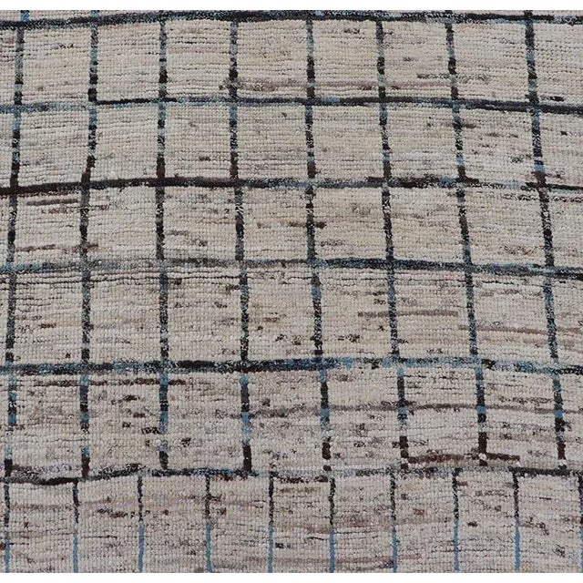 Textile Hand-Knotted Runner in Wool With All-Over Sub-Geometric Design by Keivan Woven Arts For Sale - Image 7 of 11