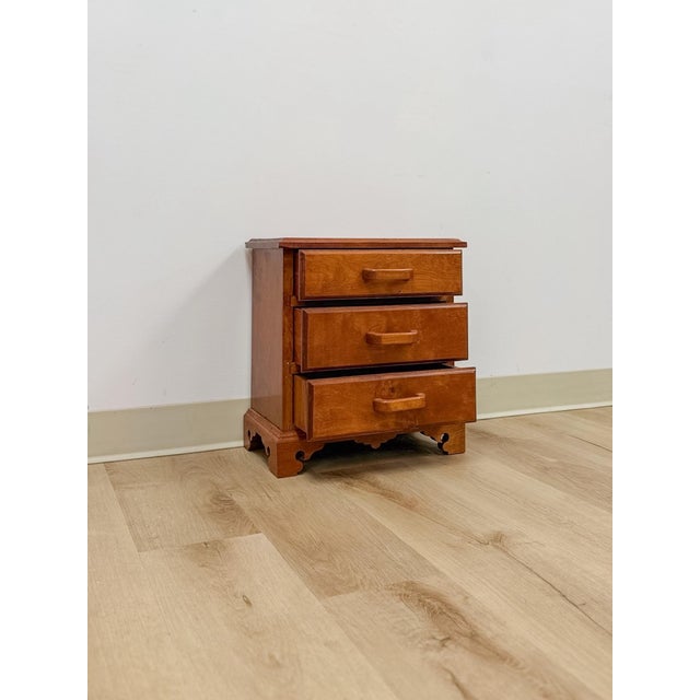 Vintage Mini Dresser Tiger Engraved Top Three Drawer Transitional Primitive For Sale - Image 10 of 14