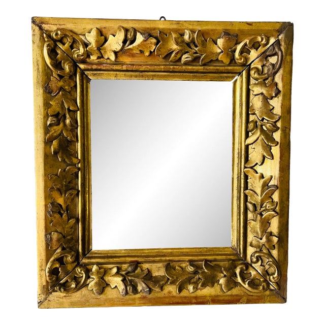 19th Gold Leaf Ornate Frame Mirror Handcarved For Sale