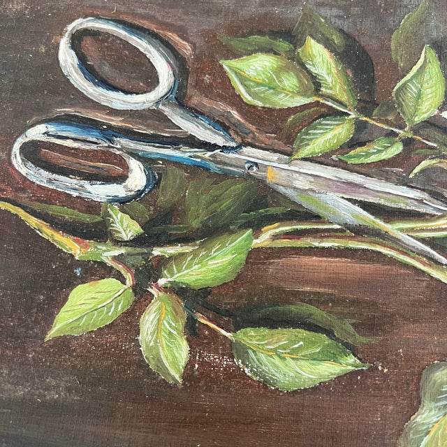 Antique Floral Oil Painting on Board Signed John Allan 1928 For Sale - Image 4 of 8