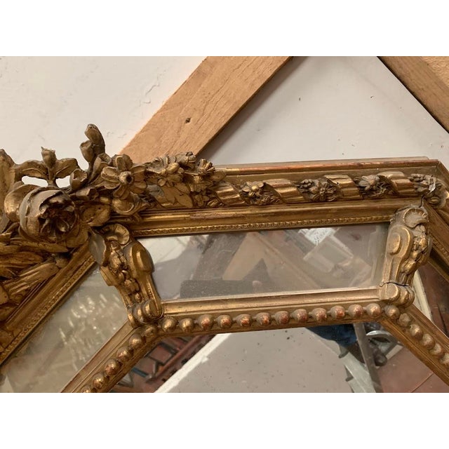 Napoleon III Mirror with Wooden and Gilded Stucco Frame, 19th Century For Sale - Image 3 of 14