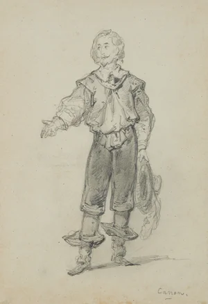 Cavalier With Drawn Hat, Costume Study, 19th-Century, Pencil