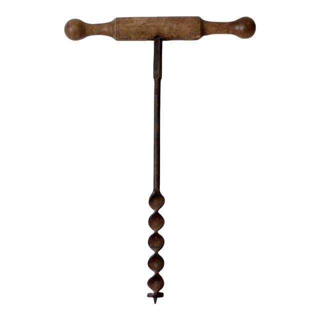 Antique Primitive T-Handle Drill Auger For Sale