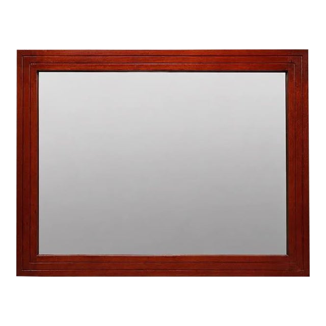 Large Red Wood Framed Rectangular Wall Mirror For Sale