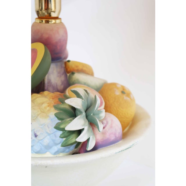 Large Hollywood Regency Table Lamp, Parrot and Fruit Design, Italy 1990s For Sale - Image 6 of 11