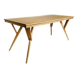 Sculptural Wood Writing Desk/Console Table With Splayed and Conical Legs For Sale