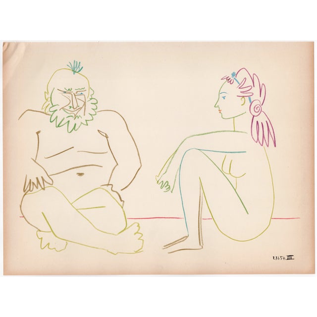 Pablo Picasso, Bearded Old Man and Seated Nude (or Vieil homme barbu et nu assise), Lithograph, 1954 For Sale - Image 7 of 8