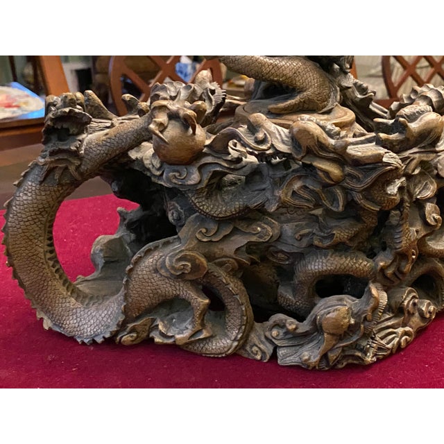 2000s Chinese Rock Carving Big Tea Pot With Dragons For Sale In Houston - Image 6 of 13