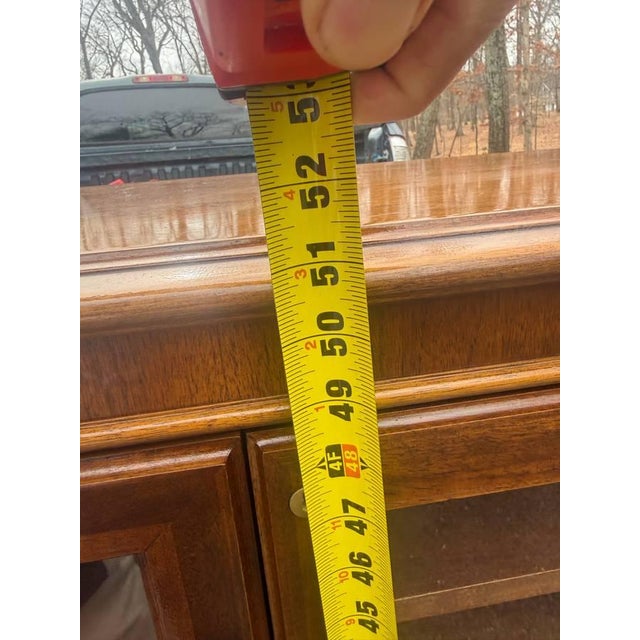 Late 20th Century Traditional-Style Walnut Wood 2 Glass Door Bookcase or Display Cabinet For Sale - Image 12 of 14