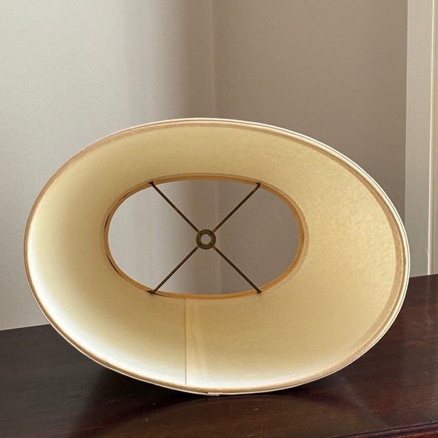 Late-20th Century Oval Empire Lamp Shade With Peach Trim For Sale - Image 4 of 14
