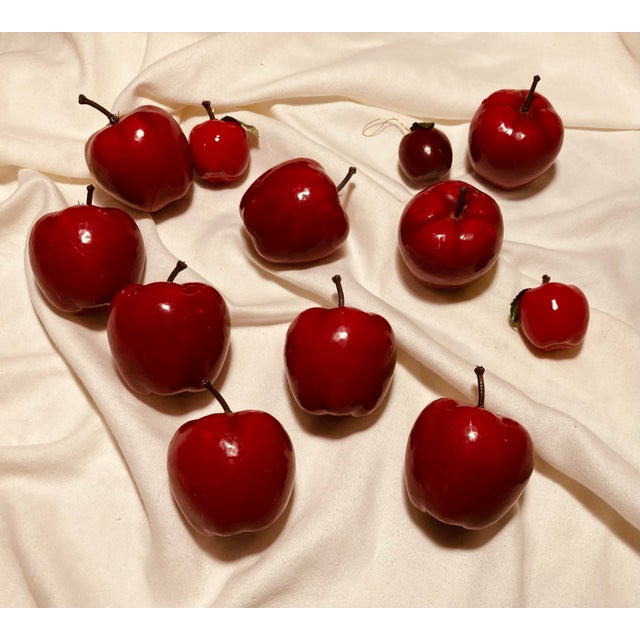 Vintage papier-mâché holiday apple ornaments large and small