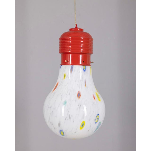 Vintage Italian Chandelier with Decorated Glass Bulb, 1980s For Sale - Image 9 of 9