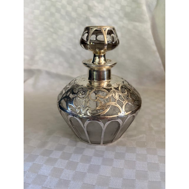 Early 20th Century Sterling Silver Overlay Art Nouveau Perfume Bottle For Sale - Image 10 of 11